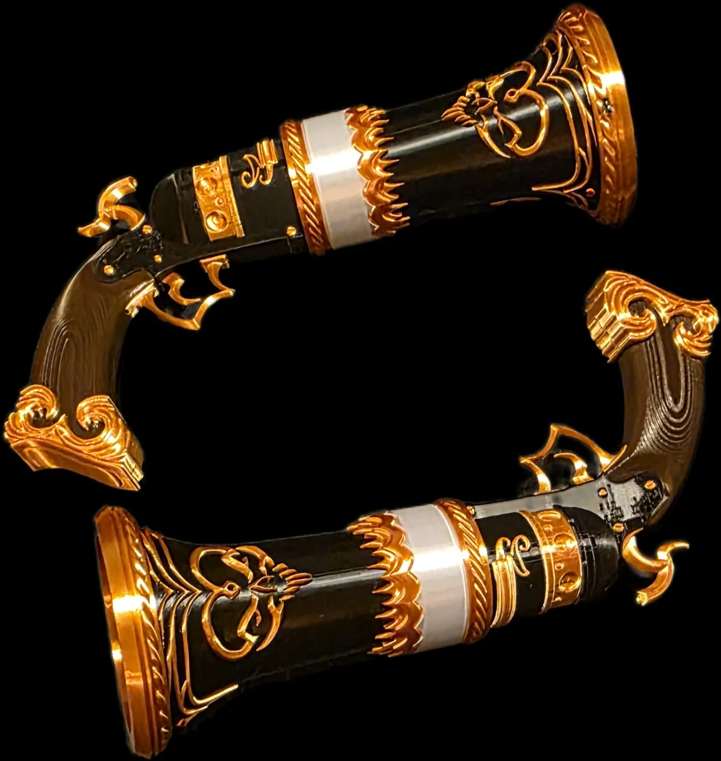 Black and gold cosplay prop pair alternate view