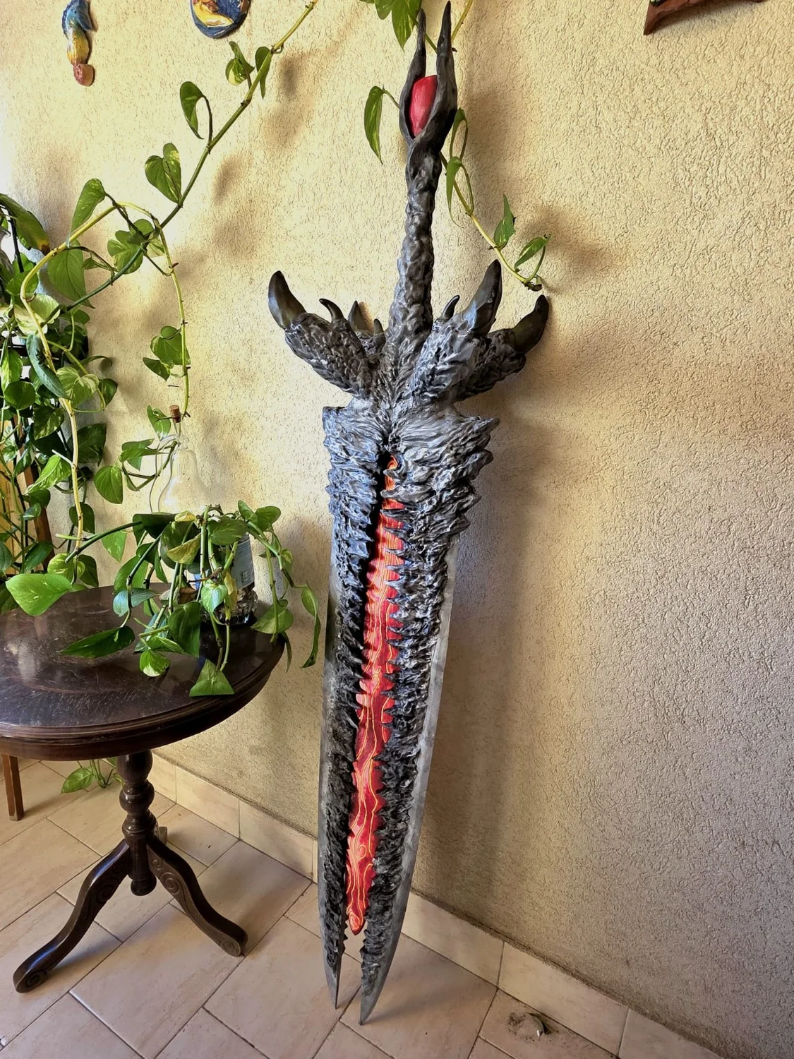 Dante-inspired fire sword shown at full scale