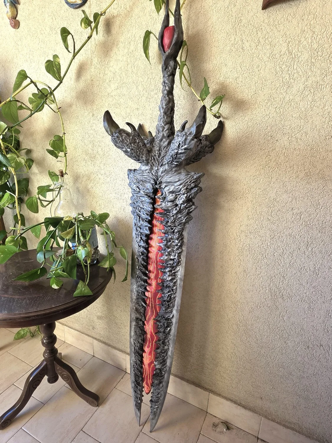 Full view of the fantasy fire sword prop