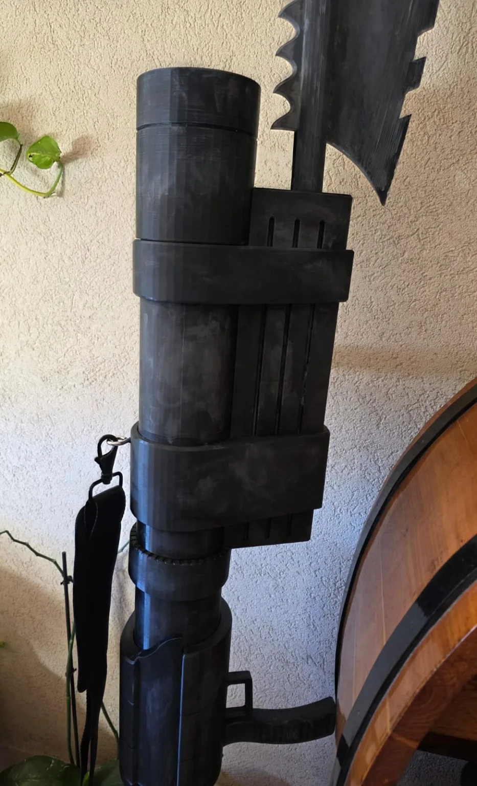 Upper assembly and blade detail of the Lady-inspired launcher