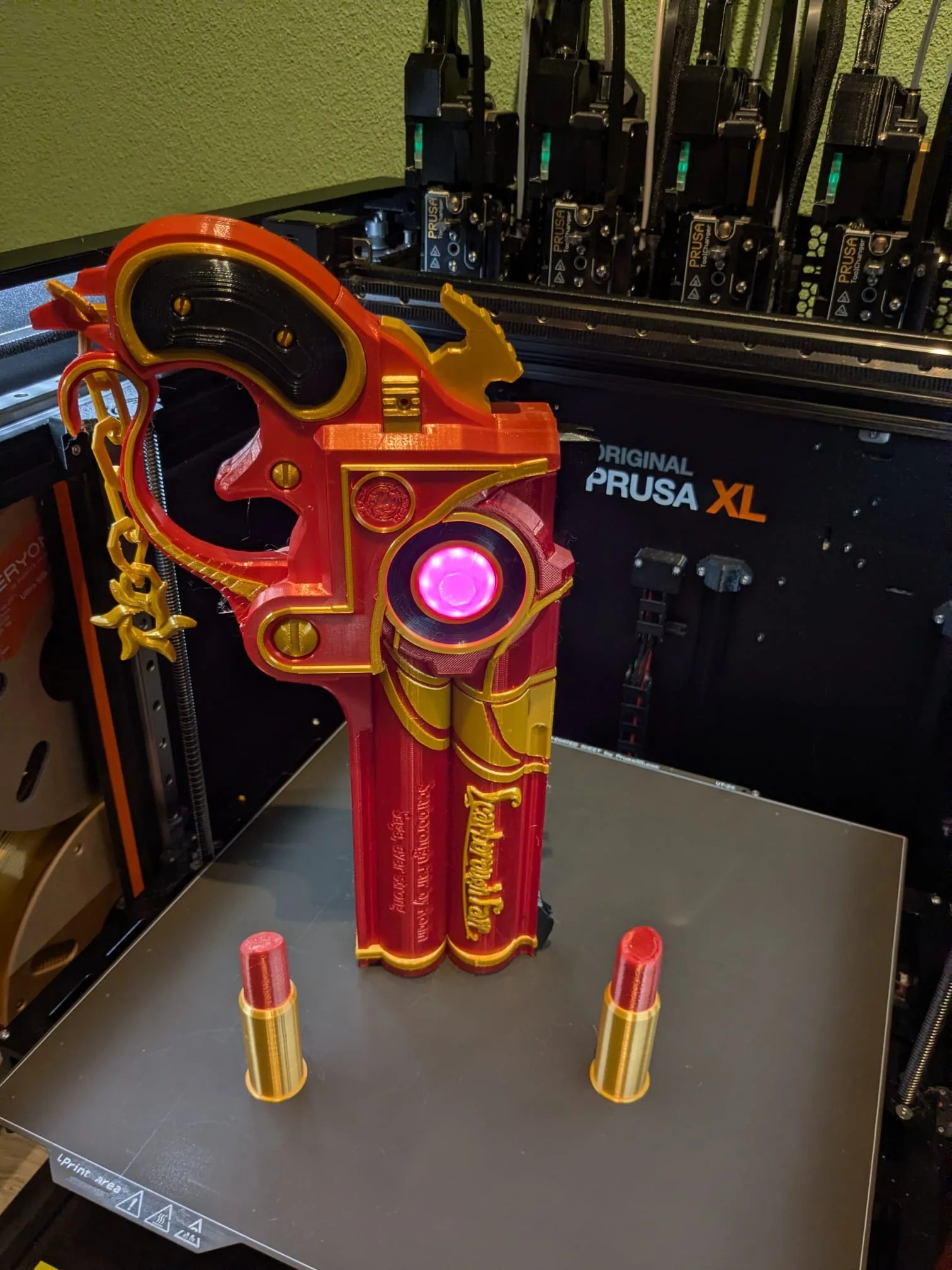 Red and gold LED cosplay prop project photo 7